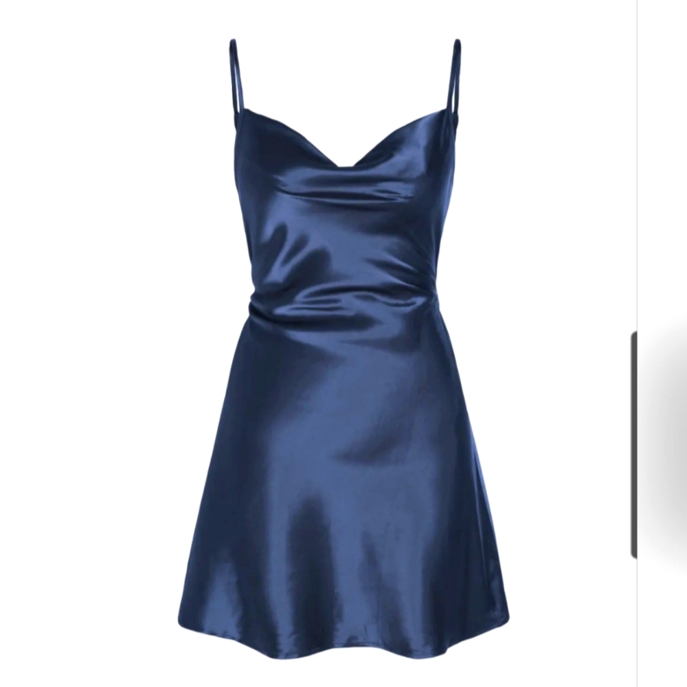 Navy Satin Dress - brand new with tags